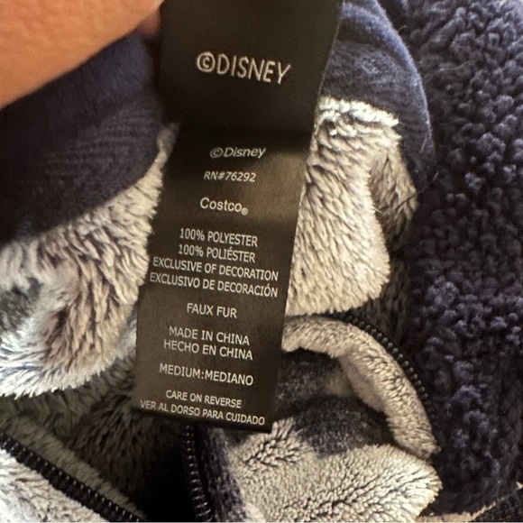 Disney Women's Mickey Mouse Hooded One Piece Zip Up Fleece Pajamas Blue M - Picture 7 of 7